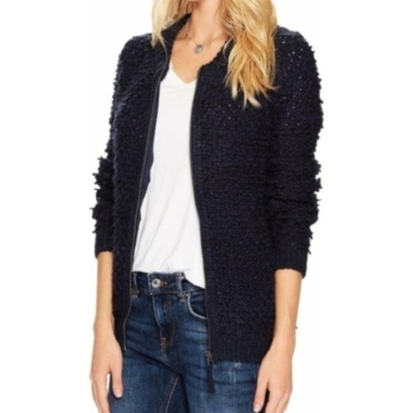 Lucky Brand Sweater Bomber, Navy, Size XS/S - Picture 4 of 5